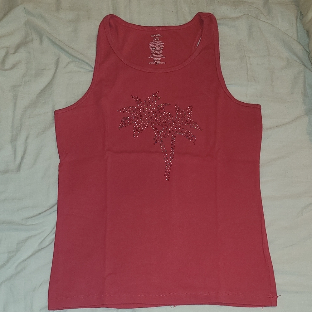 Covington Red Tank Top with Decorative Design